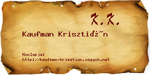 Kaufman Krisztián névjegykártya